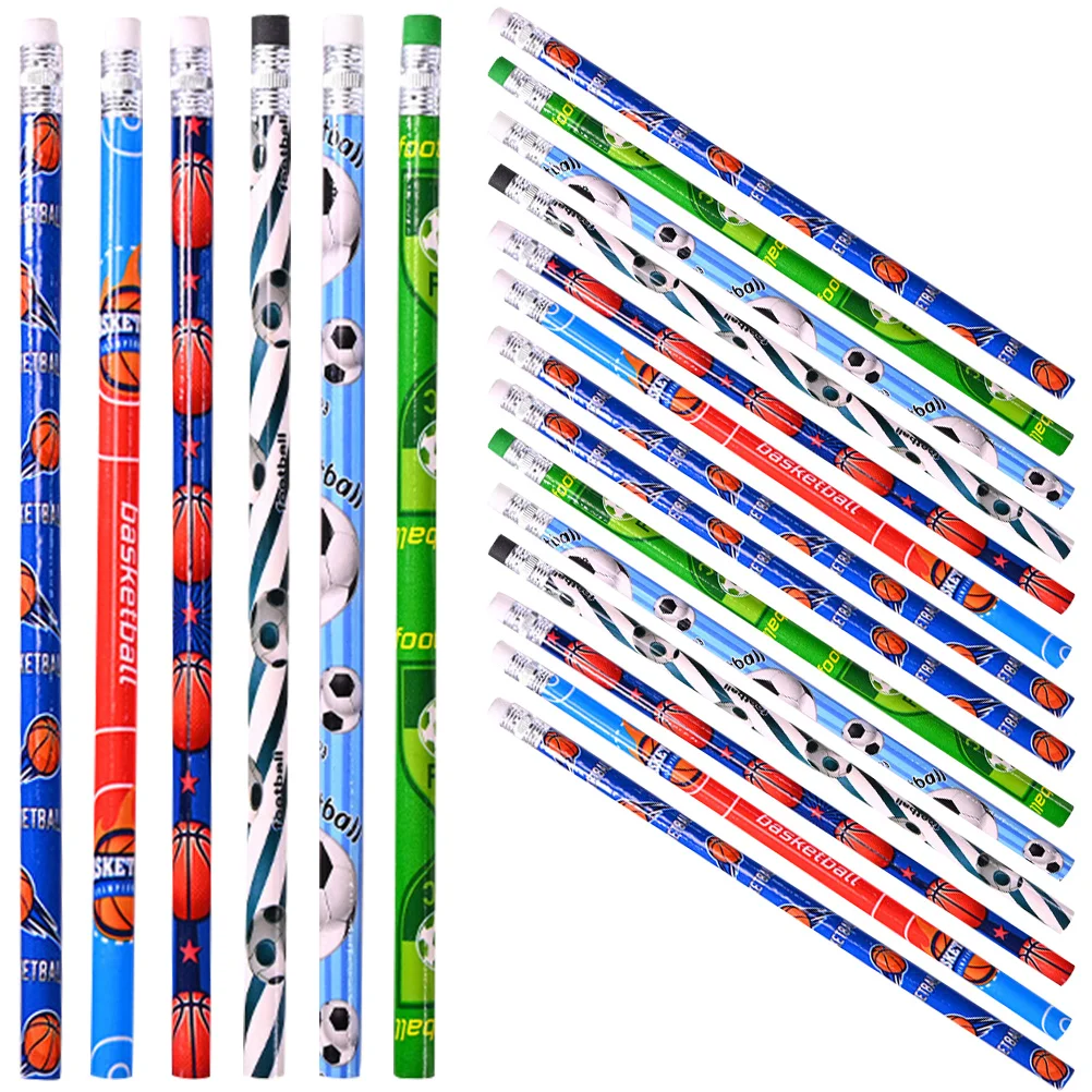 

24 Pcs Wooden Football Basketball Pencil Child Student Use Pencils for Kids Students