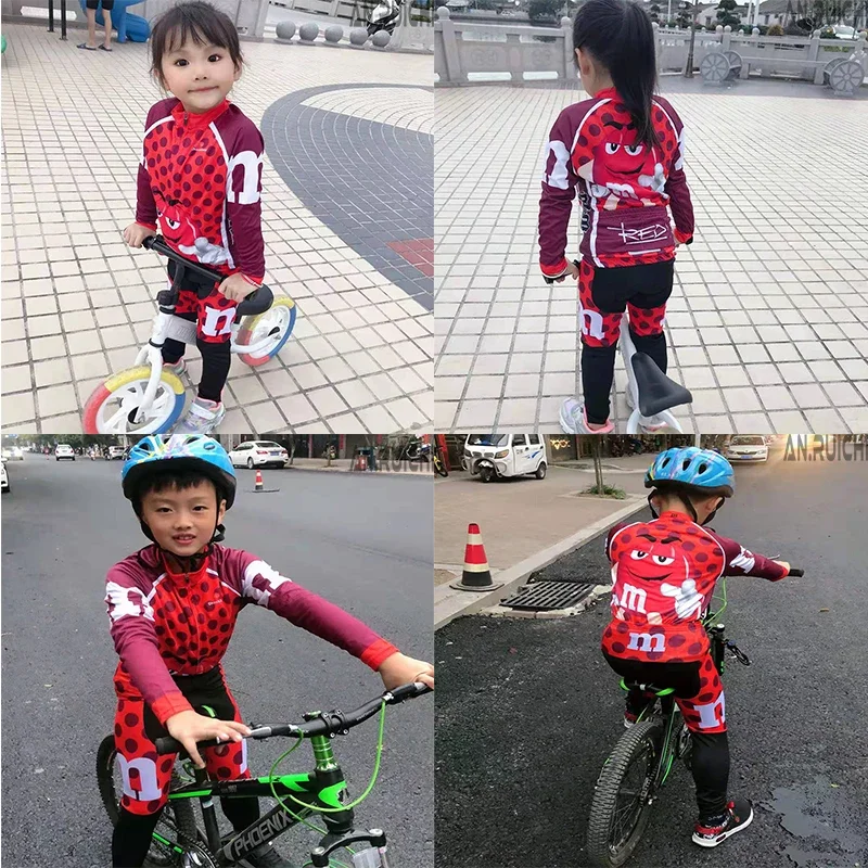 2022 Kids Cartoon Winter Thermal Fleece Cycling Jersey Set Bicycle Girl Cycling Clothes Warm Bike Children Cycling Clothing Suit