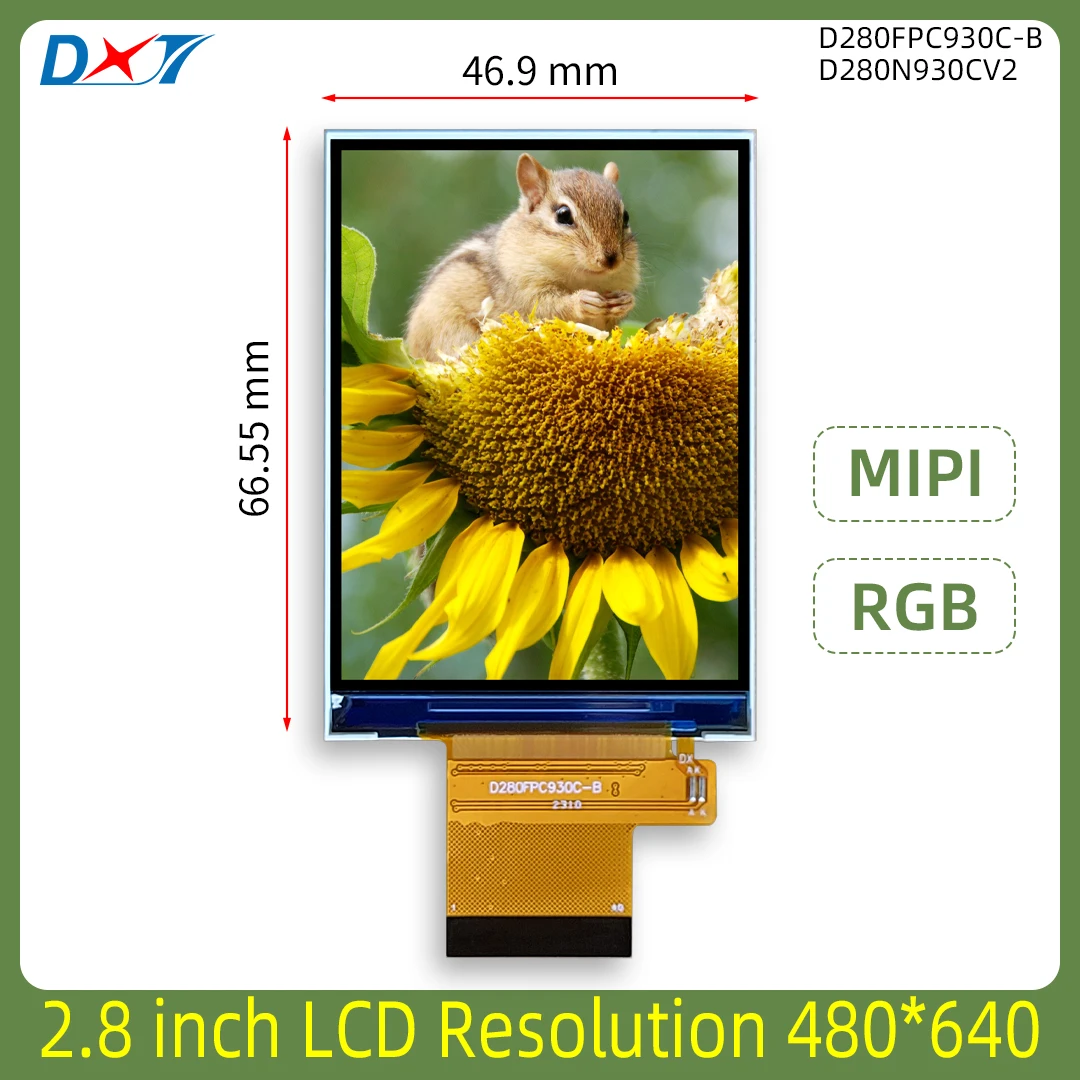 

2.8 inch LCD display 480*640 Resolution ST7701S MIPI interface RGB interface D280FPC930C-B TFT color screen 2.8 inch LCD screen