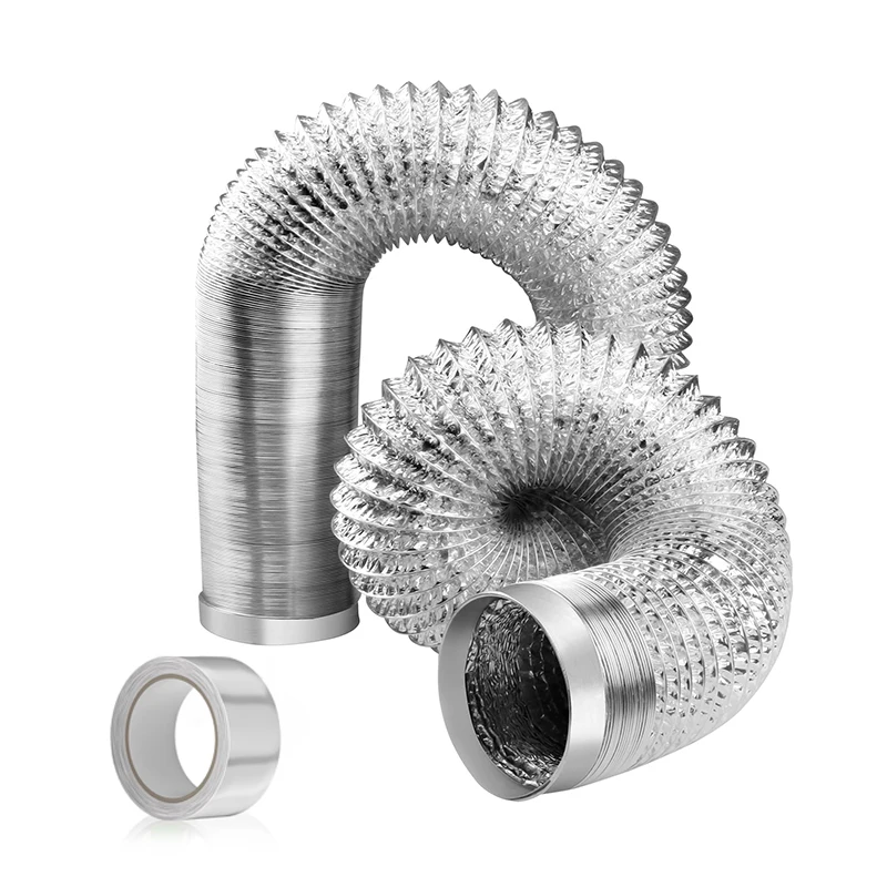 

Вентиляционный шланг сушильной машины, 4 дюйма, 20 футов, масштабируемая дымовая трубка, толстая алюминиевая фольга, изолированная вентиляционная труба для воздуховодов HVAC с 1 лентой