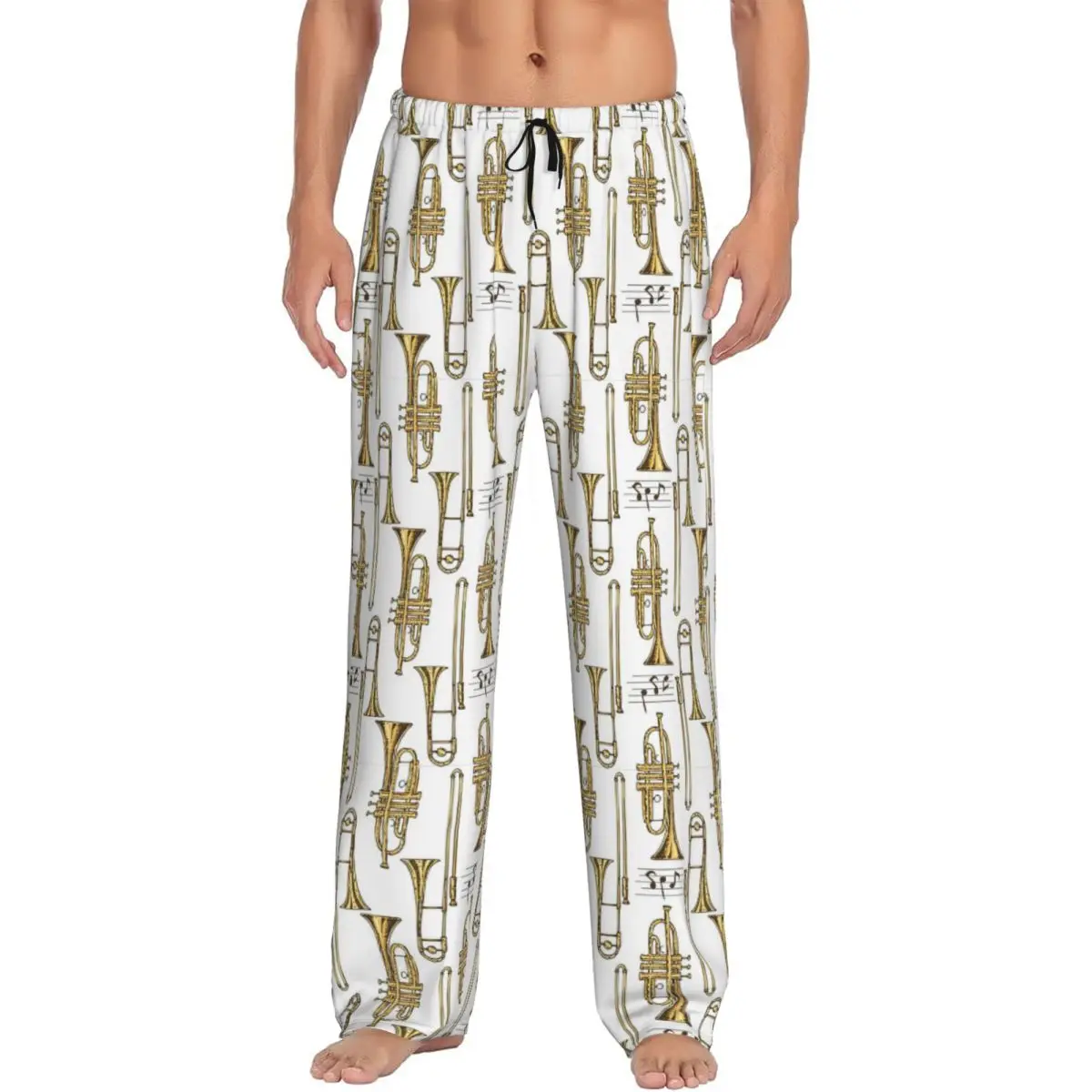 Custom Trumpet Horn Instruments Pajama Pants Men Sleepwear Sleep Lounge Bottoms with Pockets