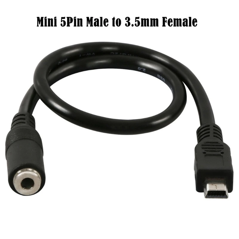 DC3.5mm Female to Mini 5Pin Male Microphones Earphones Connected to Phone Sound Cable 83CF