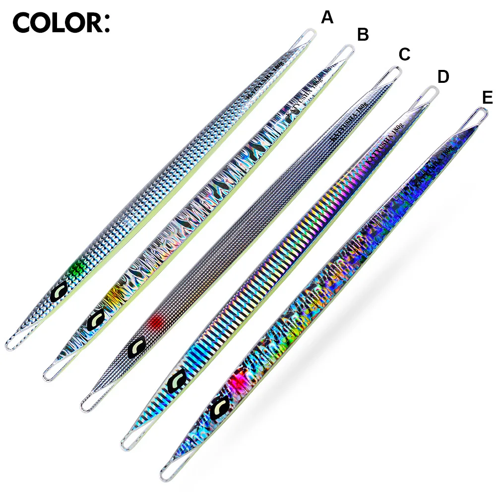 Submersed lead fish Long Metal Jig Fishing Lure Quick Cast Jigging Spoon 100G 180G 300G Artificial Shore Metal Bait Sea Tackle