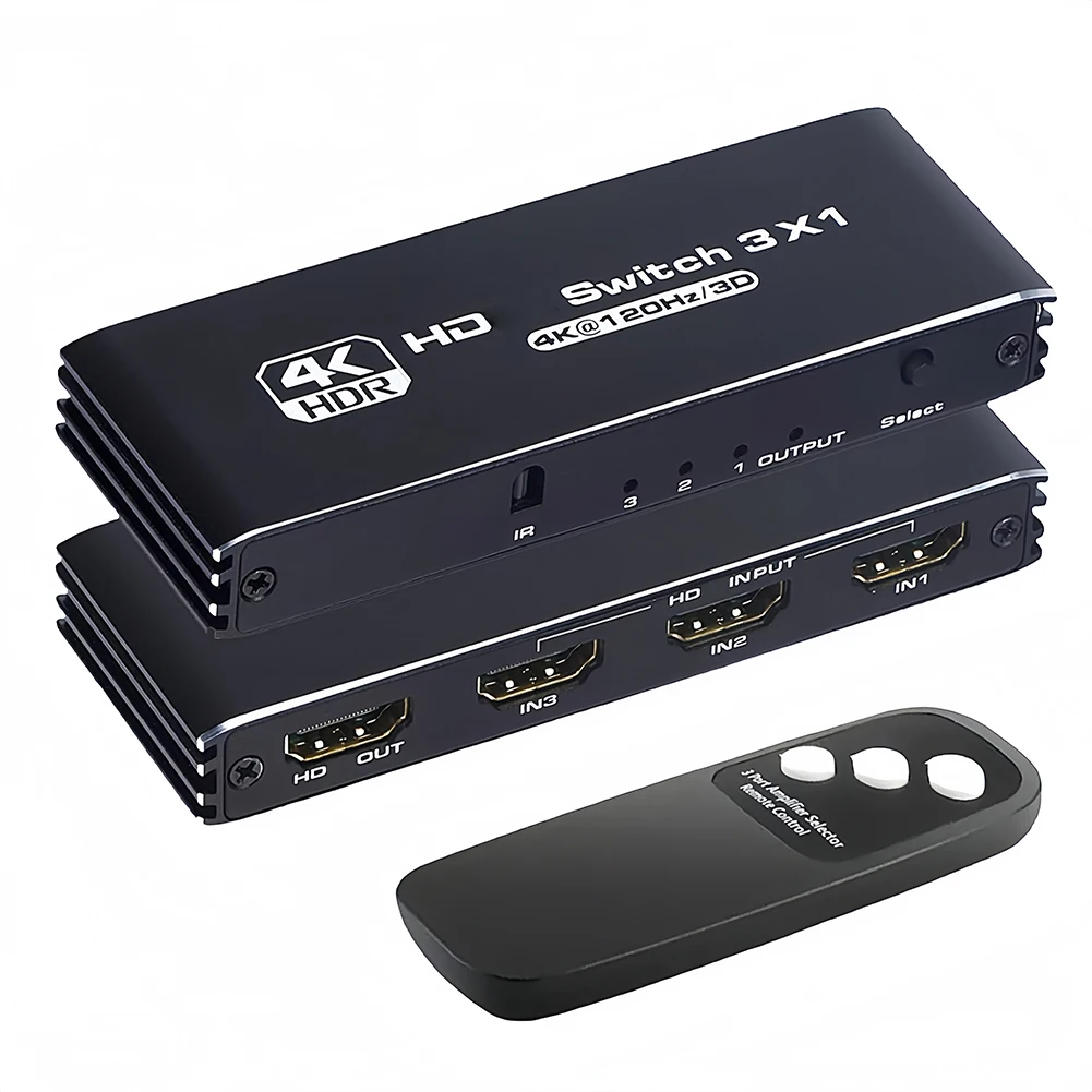 

HDMI-Compatible Switcher Splitter with Remote Control 3 in 1 Switcher Selector Box Support Automatic Switch for PS3/4/5 Xbox 360