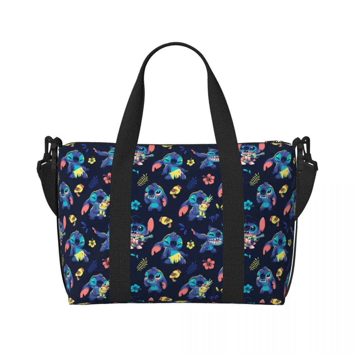 Custom Stitch Pattern Beach Tote Bag for Women Extra Large Gym Carry On Anime Cartoon Travel Shopping Bags