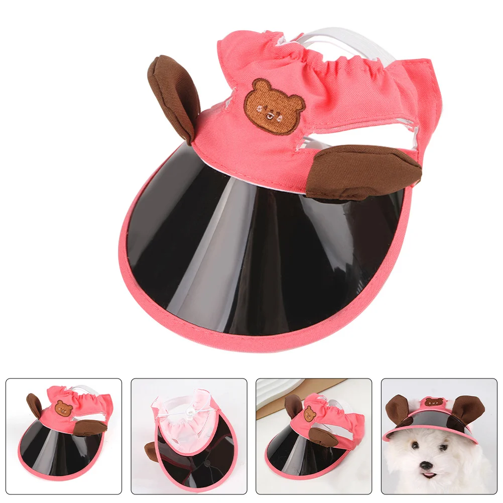 

2Pcs Cat and Dog Sun Hat Breathable Adjustable Strap Ear Hole Design Protective Visor Small Dog Cap for Summer Walks