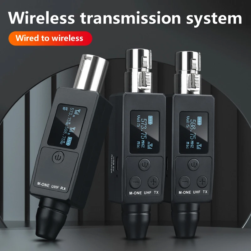 2 Channel UHF Wireless Microphone Converter XLR Rechargeable Battery Transmitter & Receiver Microphone for Dynamic Microphones