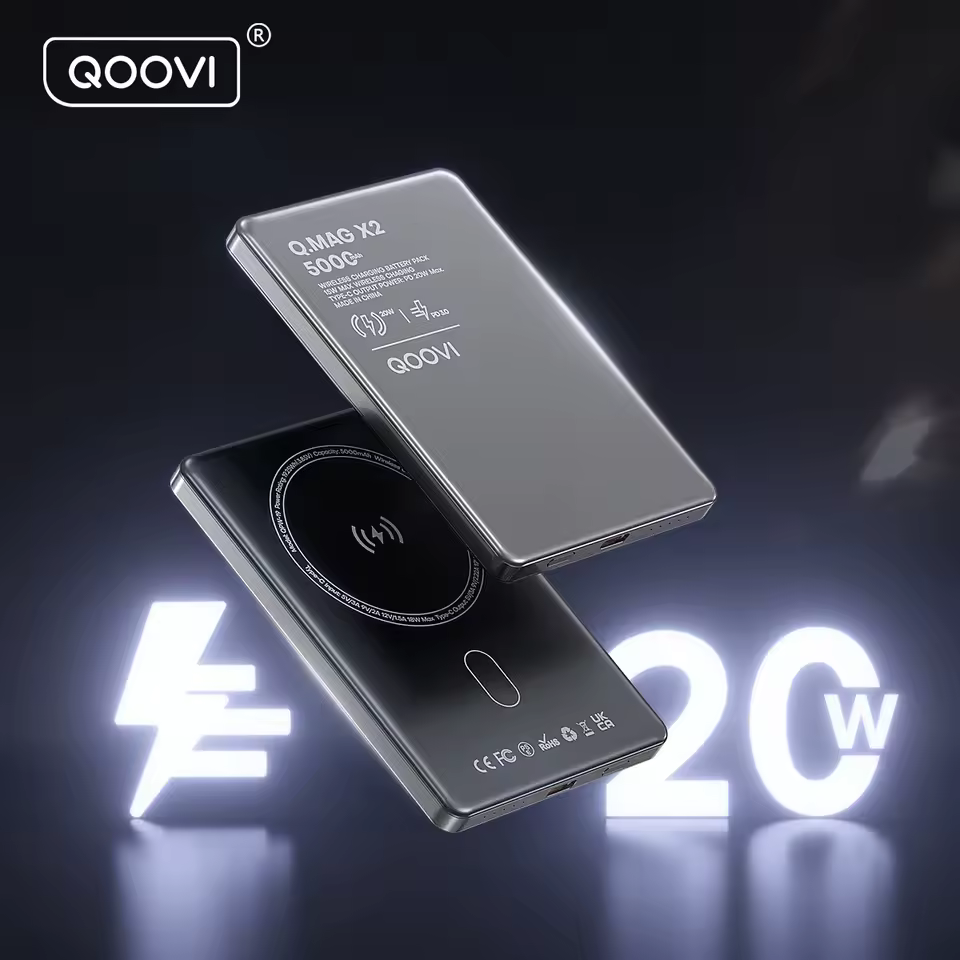 QOOVI Wireless 20W Power Bank for iPhone and Samsung