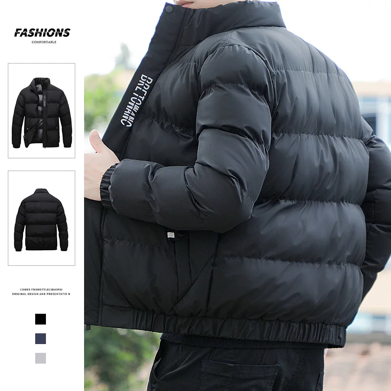 New Men's Padded Jacket Short Stand Collar Korean Casual Jacket Men's Thickened Warm Padded Jacket M-5XL