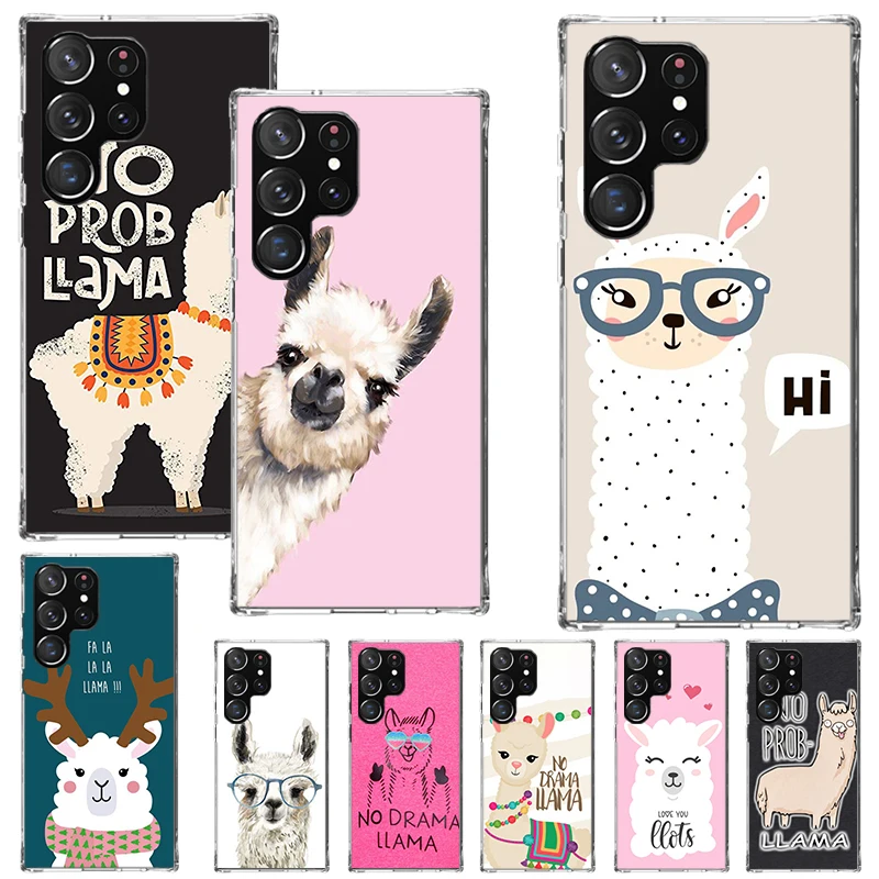 Lama Llama Alpacas Print Soft Case for Samsung Galaxy S24 S23 S22 Ultra S21 S20 FE S10 Plus Phone Shell S9 S8 + S10E Pattern Cov