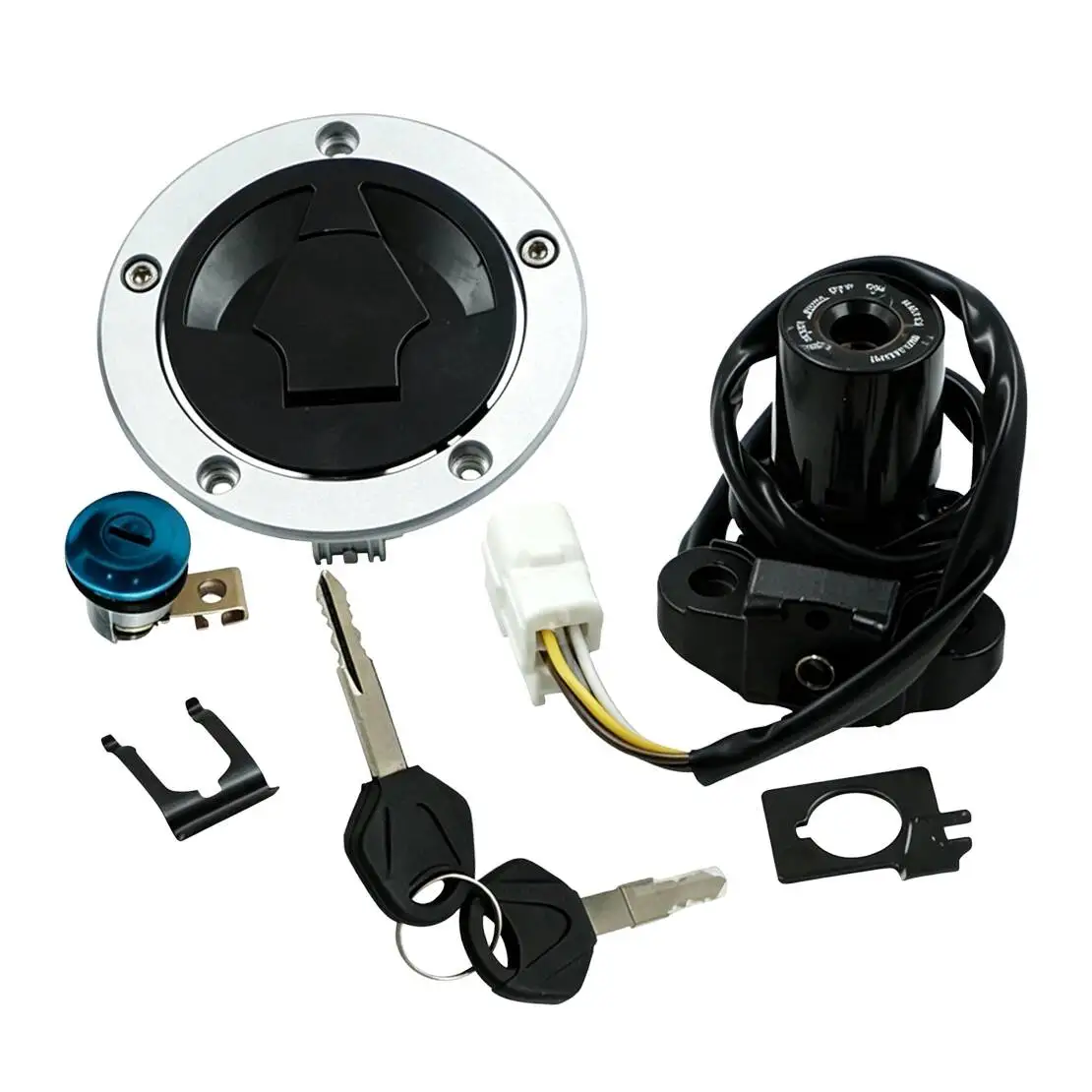 Ignition Switch Fuel Gas Cap Cover Seat Lock Key Set fit for Kawasaki ZX6R ZX636 Z1000