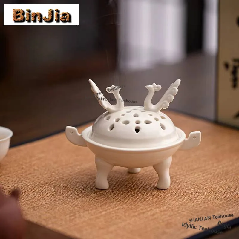 Creative Double Phoenix Incense Burner Home Indoor Aromatherapy Furnace Zen Censer Burner Holder Consecrate Ceremony Decoration