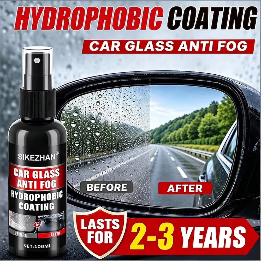 Car Glass Anti Fog Rain Repellent Spray Hydrophobic Coating for Windshield Rearview Mirror Window Waterproof Ceramic Shield Tool