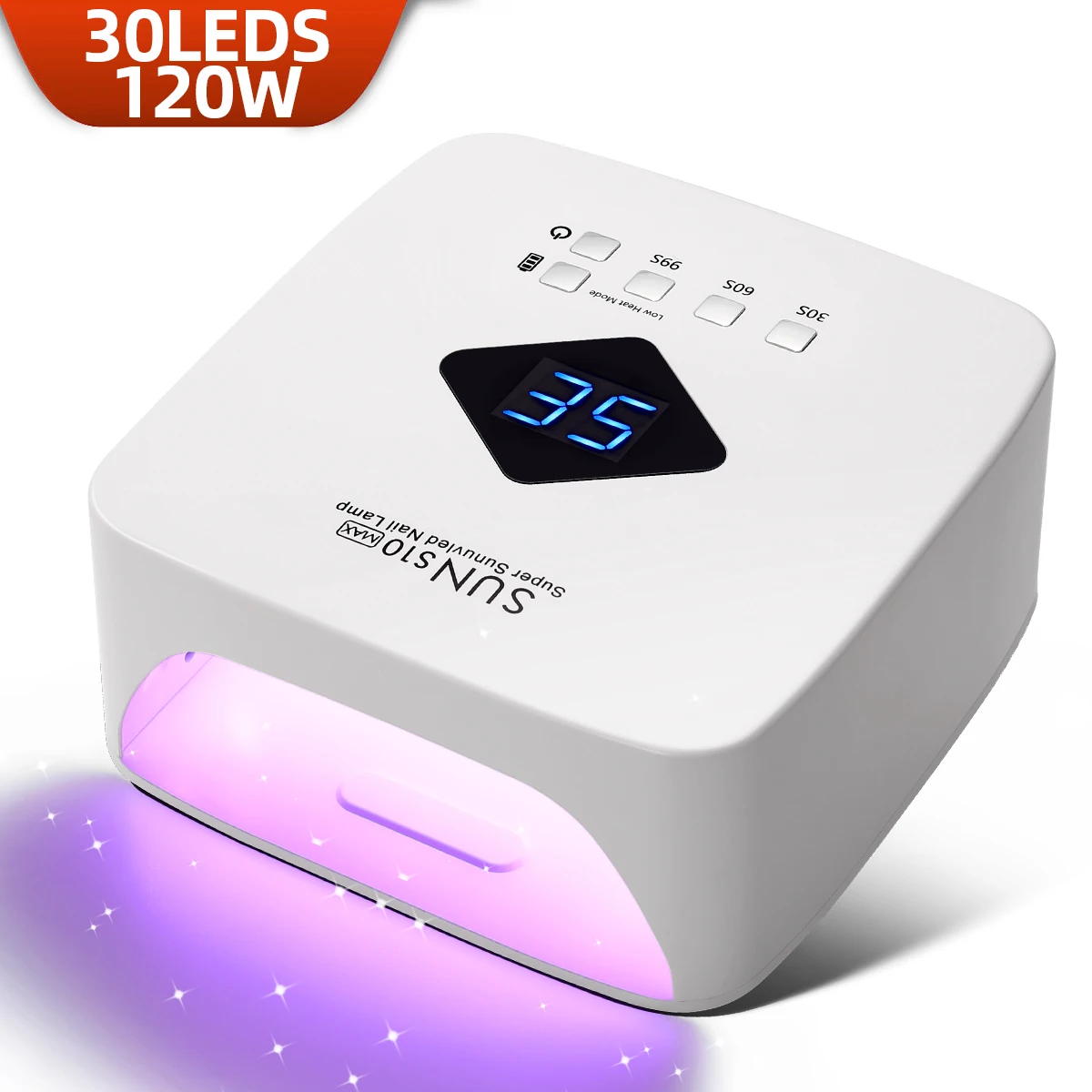 120W LED UV Nail Dryer Machine For Curing Nail Gel Polish Rechargeable 30LEDS Manicure Lamp With LCD Display Nail Salon Tools