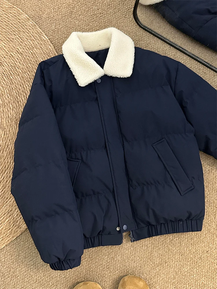 

Хлопковая куртка с воротником Cleanfit, свободная посадка, зимняя верхняя одежда, теплая молодежная модная застежка-молния, цвет