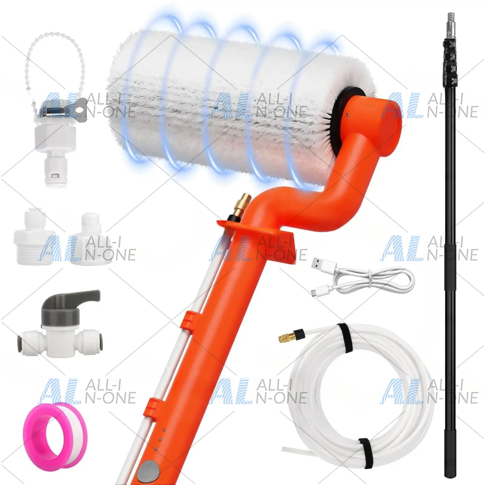 20-Foot Adjustable Water Rod Solar Panel Cleaning Kit with 23-Foot Water Pipe Electric Solar Panel Cleaning Brush