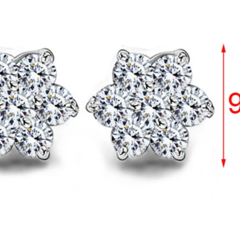 snowflake flower Edelweiss brilliant AAAA+ real zircon charm gift Stud Earrings fashion Jewelry lover party summer beach quality