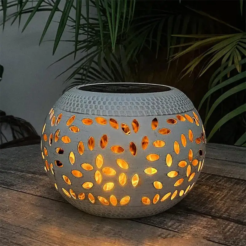 Solar Table Lanterns Lights Outdoor Waterproof LED Lamp White Metal Table Lights Solar Powered Decorative Lantern Home Decor