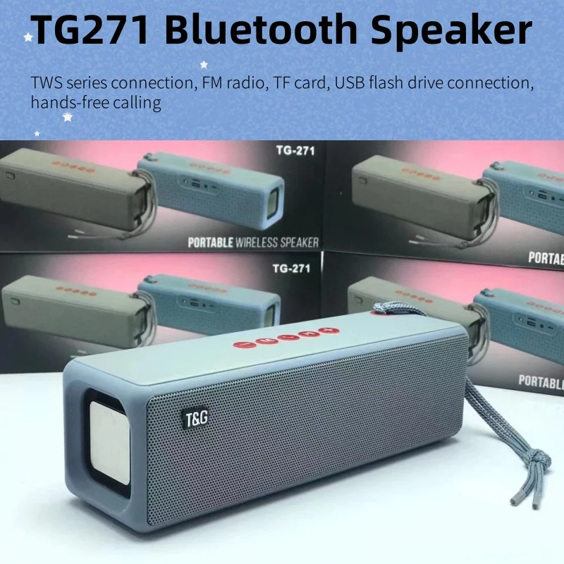 Tg271-ポータブルBluetoothスピーカー,ワイヤレススピーカー,防水,屋外,ベースコラム,サウンドボックス,USB, TFカード,FM, 2400mAh