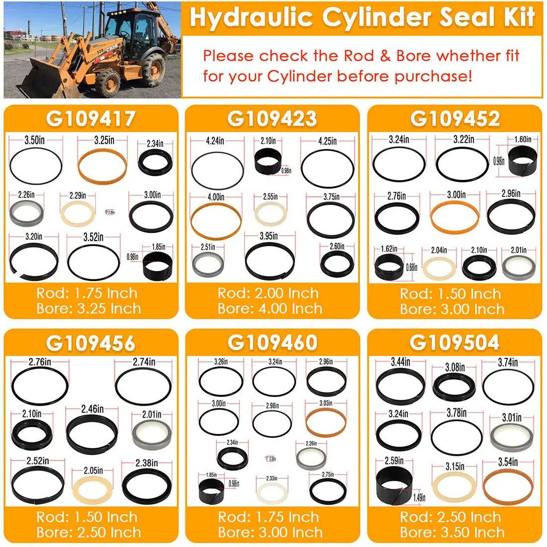 Chuang Qian Hydraulic Cylinder Seal Kit For Case 580E 580SE 580SD 580B Backhoe Whole Machine