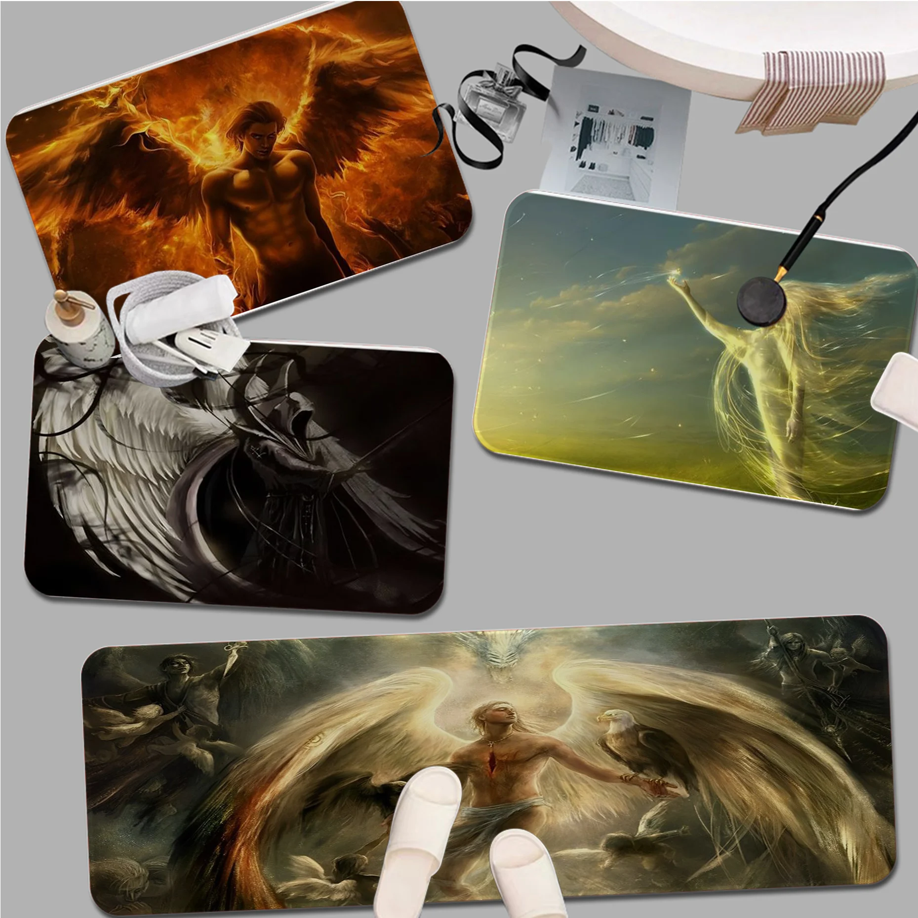 

Angel Devil Bathroom Mat Retro Multiple Choice Living Room Kitchen Rug Non-Slip Modern Home Decor