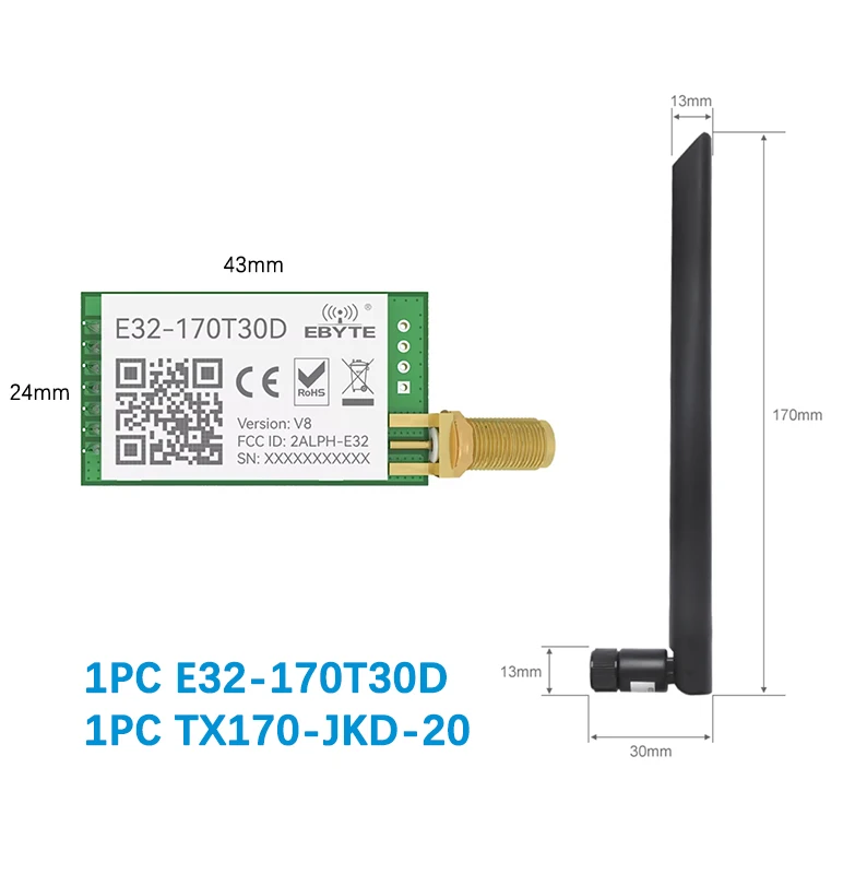 LoRa 170MHz vhf Transceiver CDSENET E32-170T30D Wireless rf Module Long Range 8km SMA rf Transmitter and Receiver