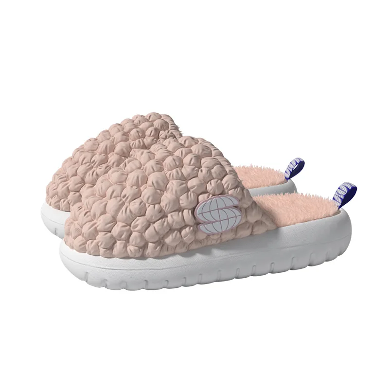 Winter Cotton Home Slippers For Men And Women Indoor Anti-skid And Warm For Couples Thick Soles Detachable Plush Slipper