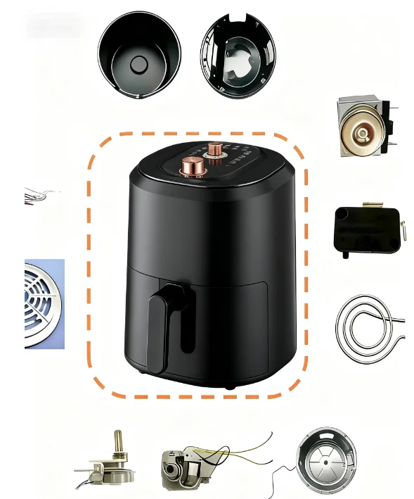 CKD SKD Electric Air Fryer with LCD Display for Household Use Custom Mold Design and Spare Parts Accessories Included
