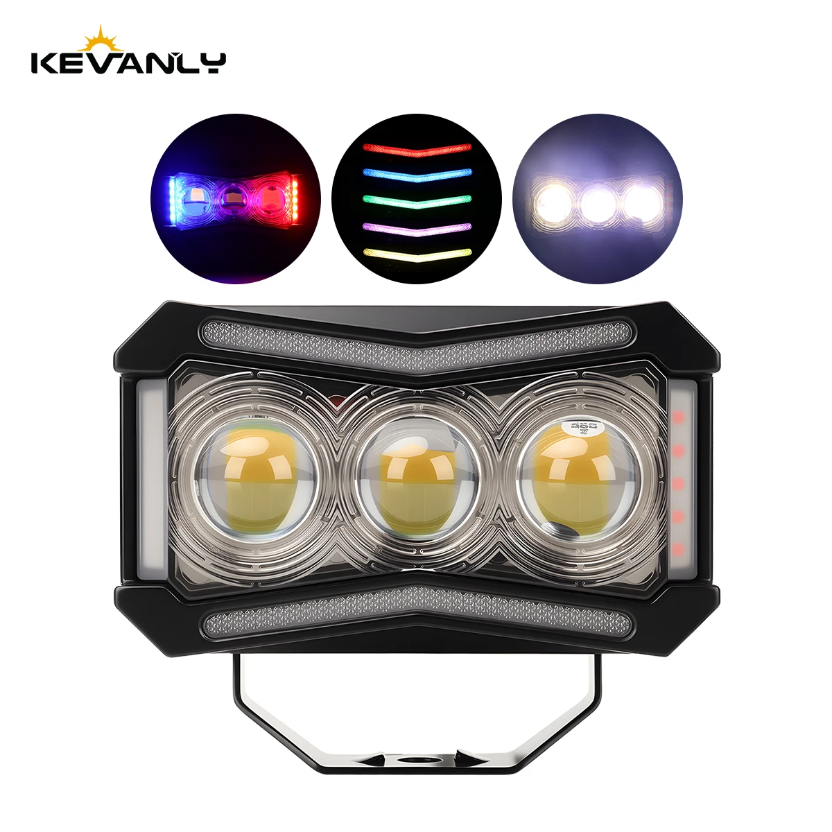 

1 шт. 3-линзовый светодиодный прожектор для мотоцикла, суперяркий RGB-светильник с динамической подсветкой, вспомогательная фара для мотоцикла ﻿