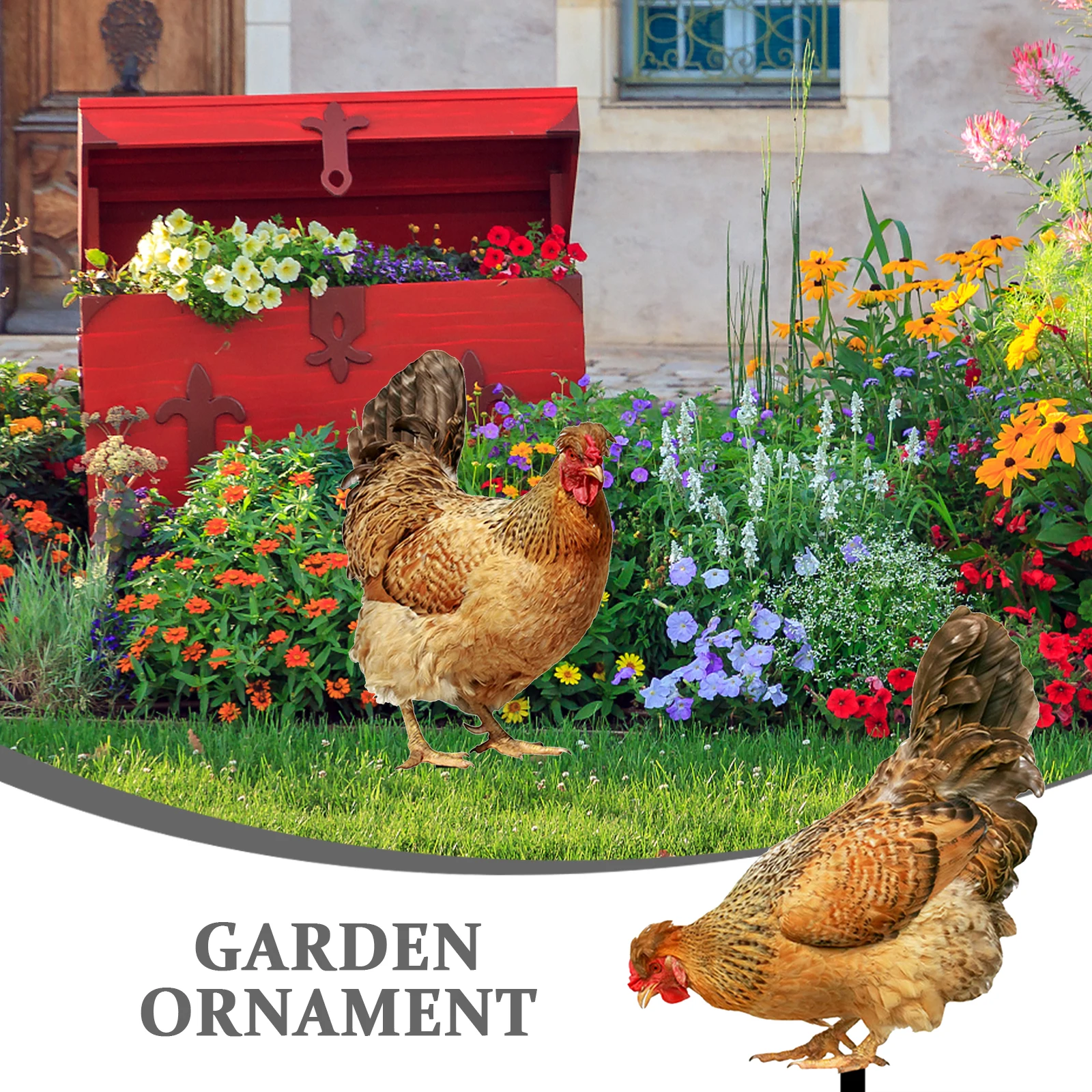 

2pcs Acrylic Chicken Garden Stake Decorative Lawn Yard Art Ornament For Outdoor Garden Decoration Backyard Doorway Display