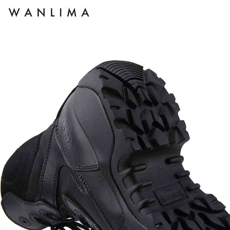 Wanlima Thermal POLICE Shoes Winter Combat Midi BootFashion Leather Martin Boots for Men and Women