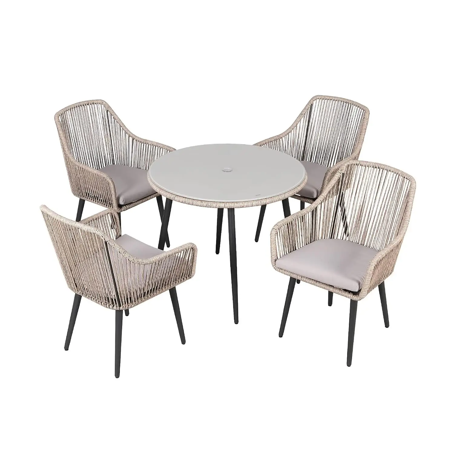 5-Piece Outdoor Patio Dining Set with Table & 4 Chairs, Tan, Customized
