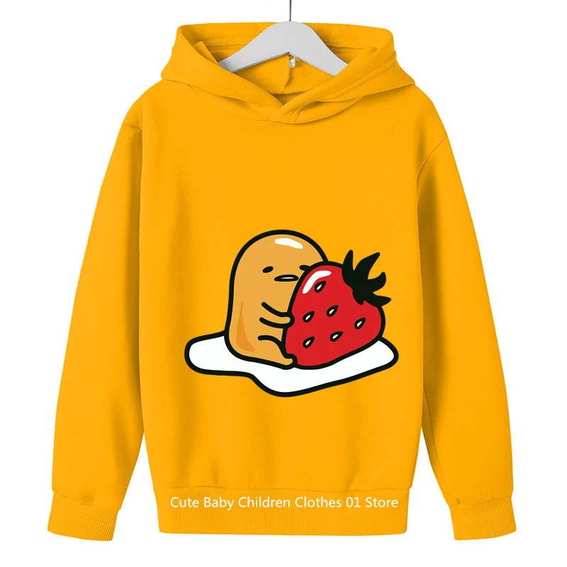 New Gudetama Kids Cartoon Girls Casual Pullover Hoodie Baby Boys Girls Clothing Students 4-14 Years Old Outdoor