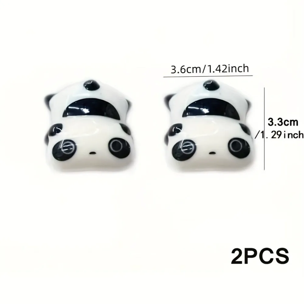 2Pcs-Ceramic panda chopstick holder, chopstick holder, pen holder, creative cartoon home restaurant, daily home ceramic ornament, chopstick holder. - Detail 1