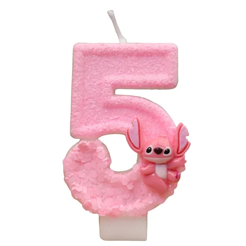 جديد ديزني أنيمي ليلو وستيتش شمعة رقمية Kawaii غرزة الملاك الأطفال تحت عنوان شموع الحفلات الوردي فتاة هدايا الحفلات