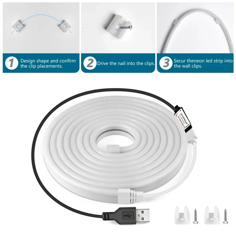 5 В USB RGB светодиодный неоновый светильник с 24 клавишами ИК-пульт дистанционного управления Неоновая вывеска Веревочные светильники Гибкий водонепроницаемый уличный/домашний декор для спальни Mi