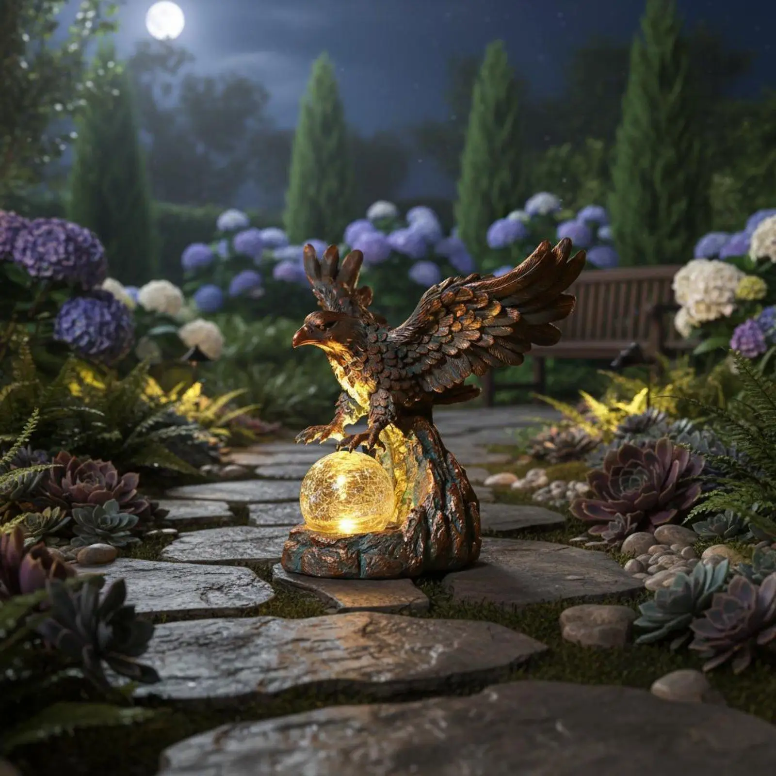 Solar Eagle Statue Light Auto On/deactivate Eagle Figurine Lamp for Garden