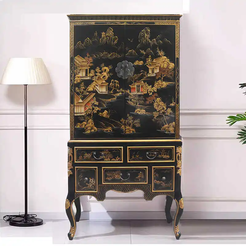 entrance entrance foyer shoe retro solid wood partition living room decoration