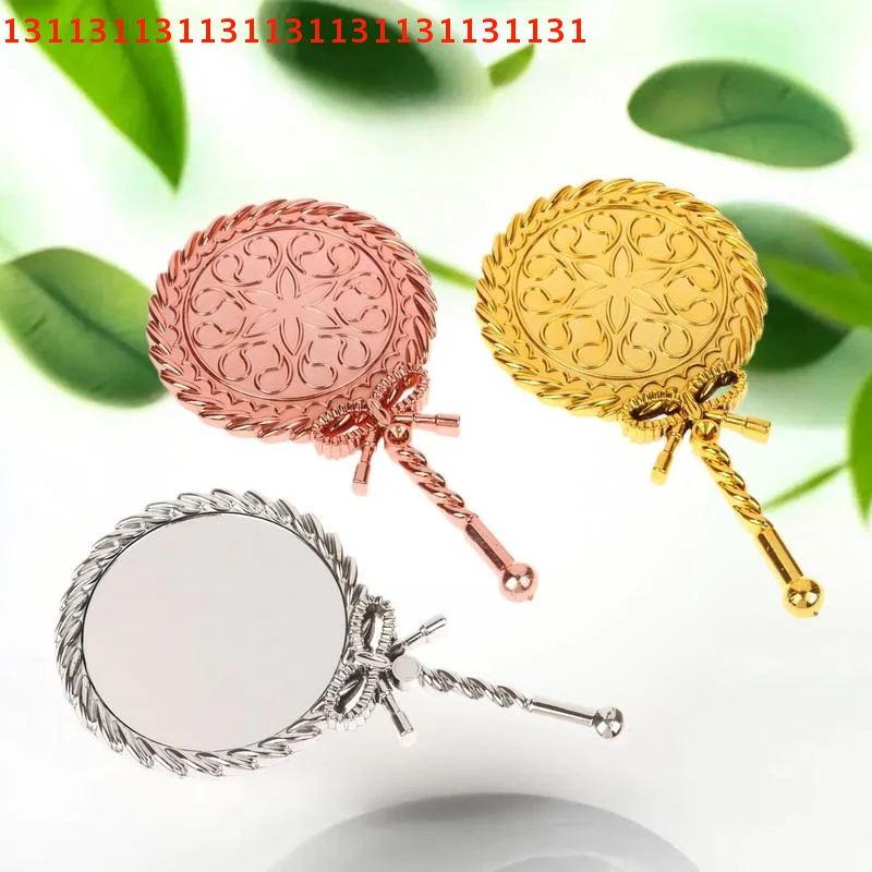 مرآة مكياج محمولة عتيقة، مستديرة لمستحضرات التجميل على الطراز الأوروبي، أداة تجميل يدوية للمحكمة القديمة النبيلة