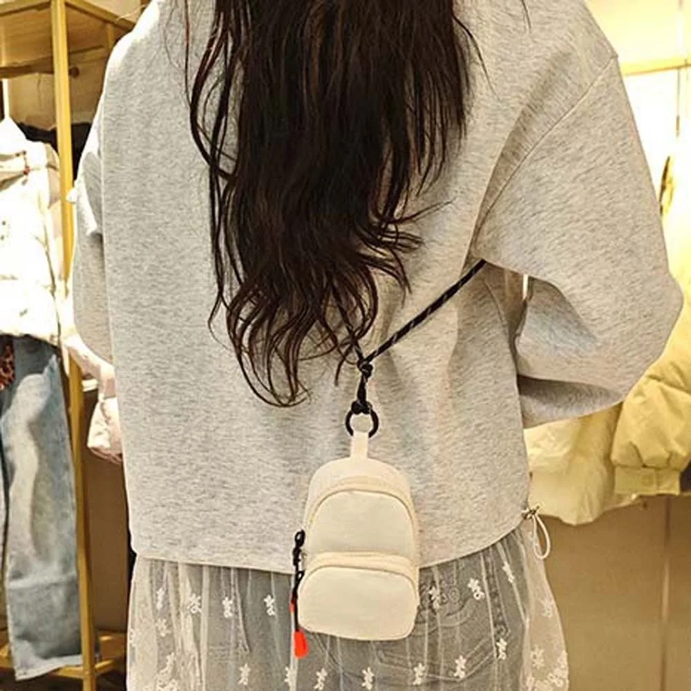 Square Hanging Neck Coin Purse Backpack Shaped Anti-splash Water Oxford Cloth Mini Wallet Contrast Color Casual