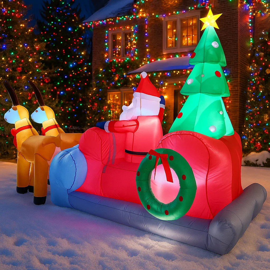 2.6M/8.5FT Opblaasbare Kerstman Rendier Slee Lichten LED Home Decoraties Speelgoed Yard Xmas Ornamenten Vakantie Decor levert