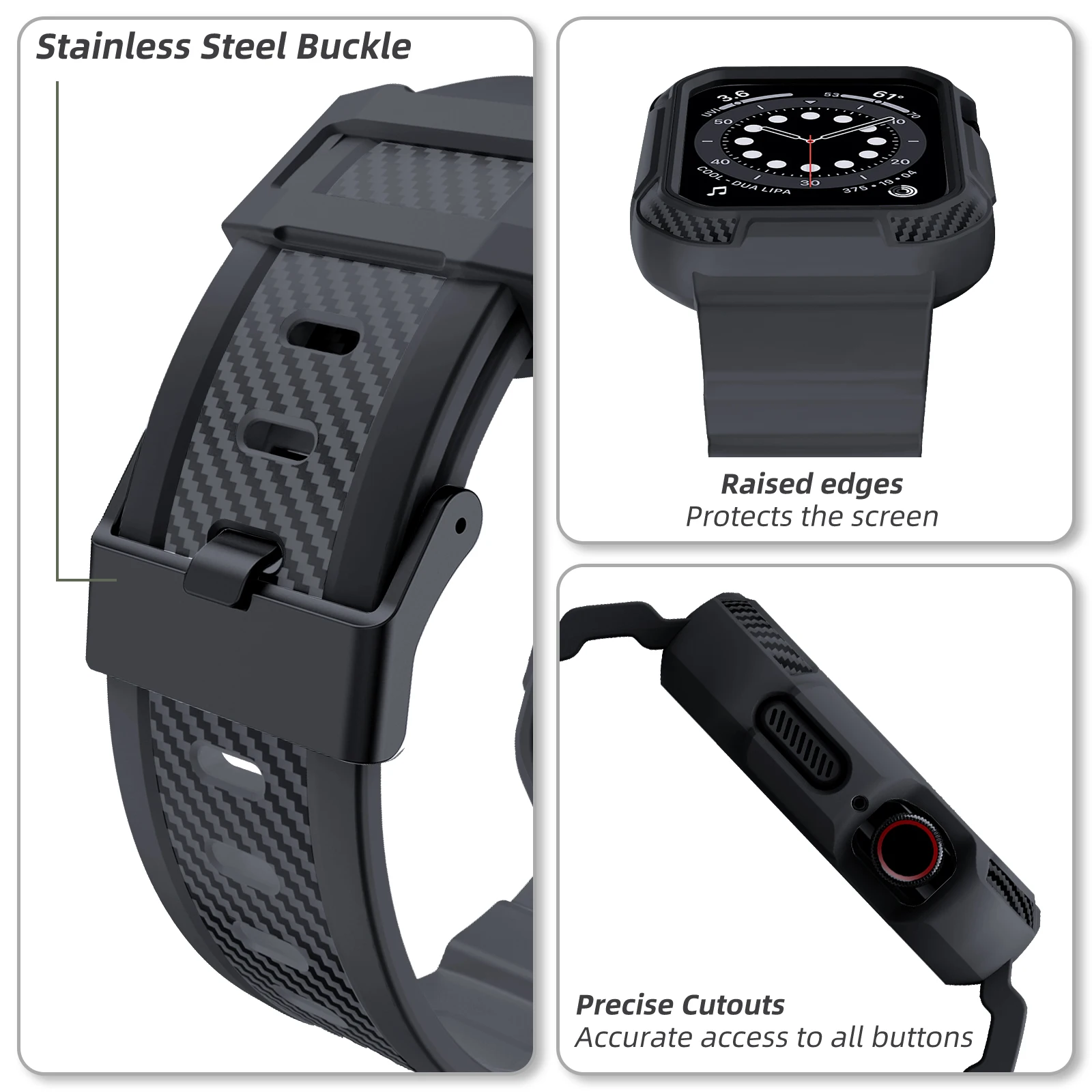 Sport Shockproof 44mm 42mm Watch Band with Case for Apple Watch Band Strap for Iwatch 40mm  38mm Series 6 SE 5 4 watchbands