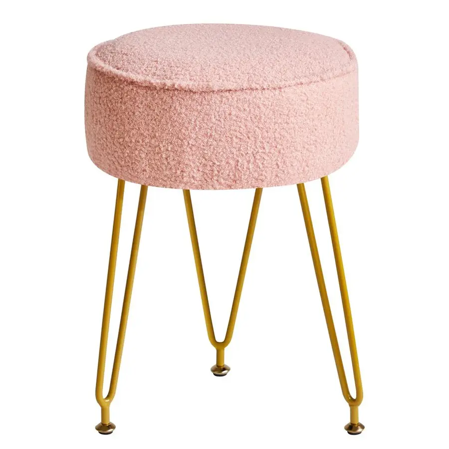 

Teddy Velvet Round Footrest Stool Ottoman, Makeup Vanity Stool Side Table, Velvet Dressing Table Seat, Pouf Couch Stool, for Liv
