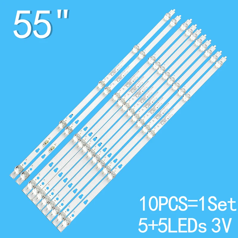 

NEW 10PCS(1TV) LED Backlight Strip 5 Lamp for Haier 55 inch L55M5-AZ LED55D05A-ZC23AG-07 LED55D05B-06 ZC29AG-02 JVC LT-55MA877