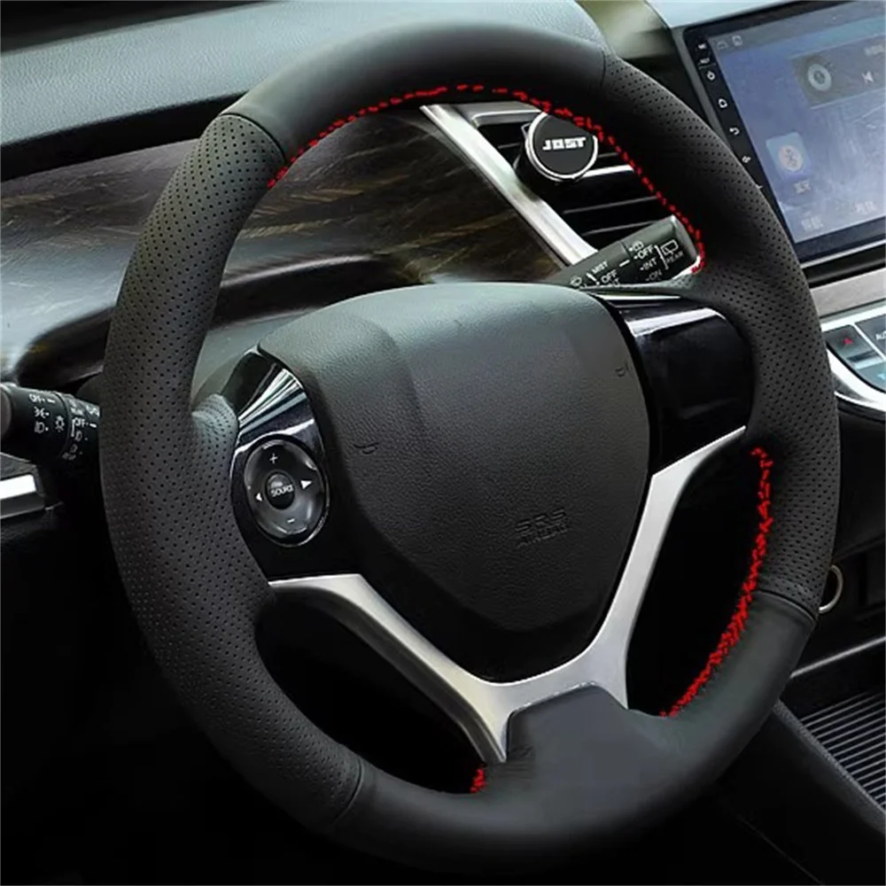 Wholesale Sales DIY Customized Genuine Leather Breathable Car Steering Wheel Cover For Honda Civic Civic 9 2012 2013 2014 2015