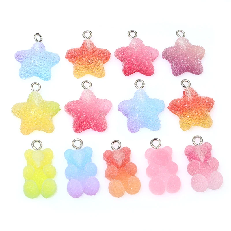 10 Stück Zufällige Mischung Harz Candy Bear Star Charms Anhänger DIY Schmuck Herstellung Zubehör Ergebnisse für Ohrringe Halskette Schlüssel anhänger