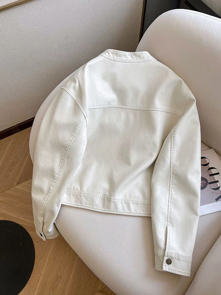 Chaquetas de motociclista Vintage para mujer, ropa de calle informal de manga larga Y2K, abrigo Retro americano con bolsillos y cuello redondo, prendas de vestir para otoño e invierno, Tops nuevos