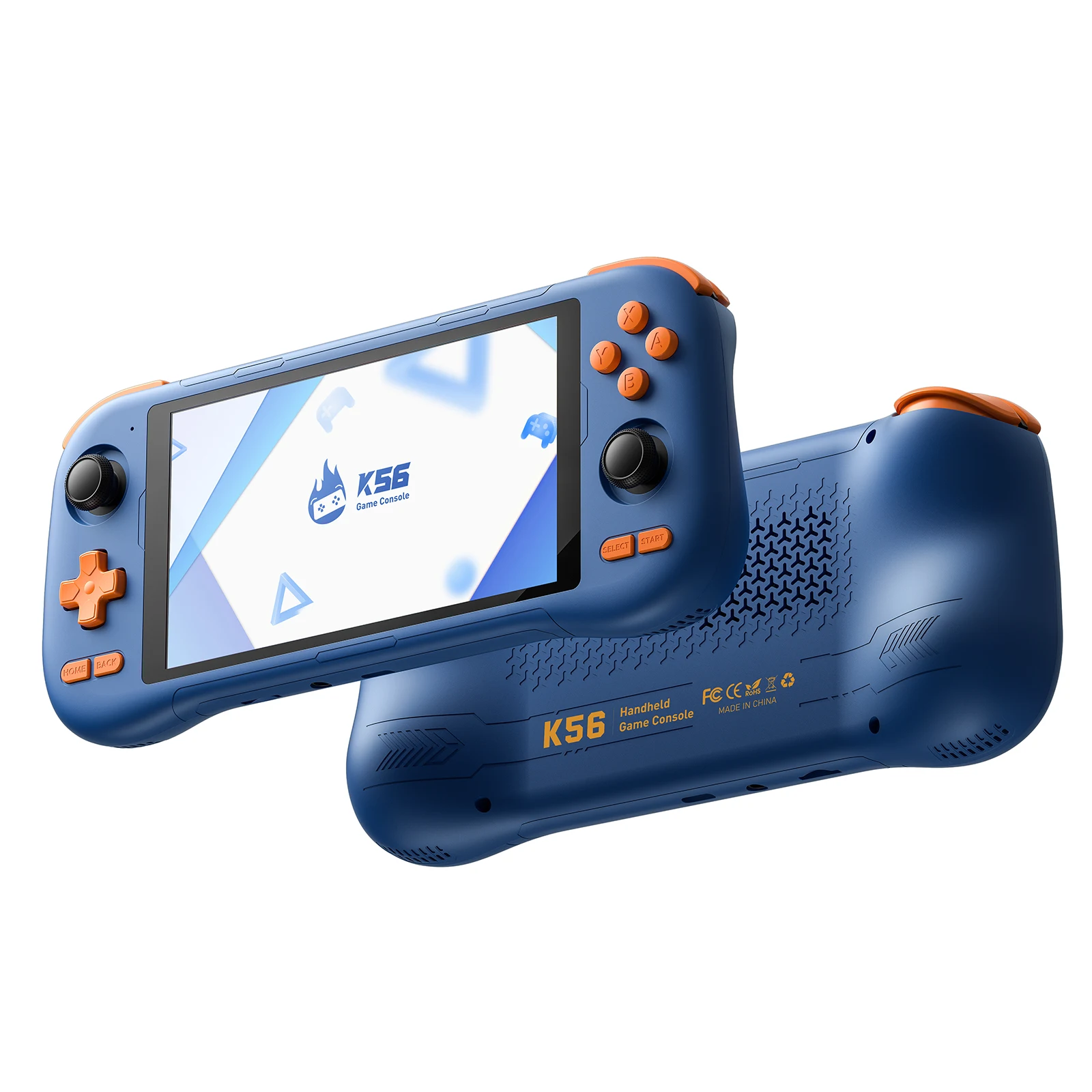 K56 Android 14 draagbare gameconsole met 5,5-inch touchscreen en meer dan 50 retro videogame-emulators voor DC/MAME/SS