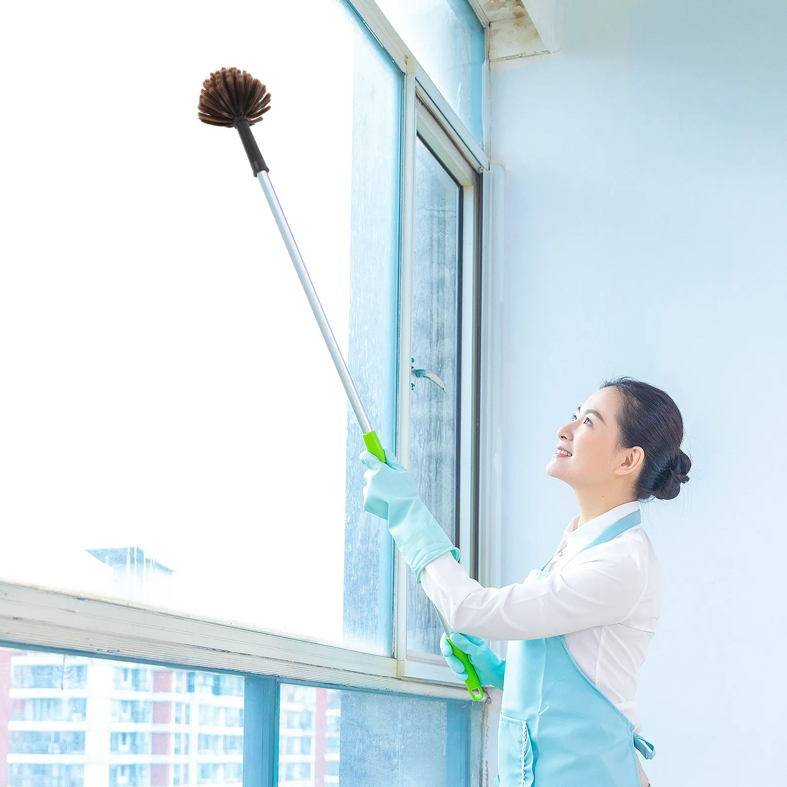 Cobweb Duster Head Brush for 0.75 Inch Threaded Poles - Spider Web Remover Brush Head - Surface-Safe Ceiling Corner Outdoor