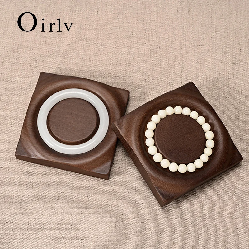 

Oirlv Solid Wood Bracelet Display Tray Walnut Wood Color Bracelet Tray Crystal Bead Bracelet Display Props Bracelet Design Plate